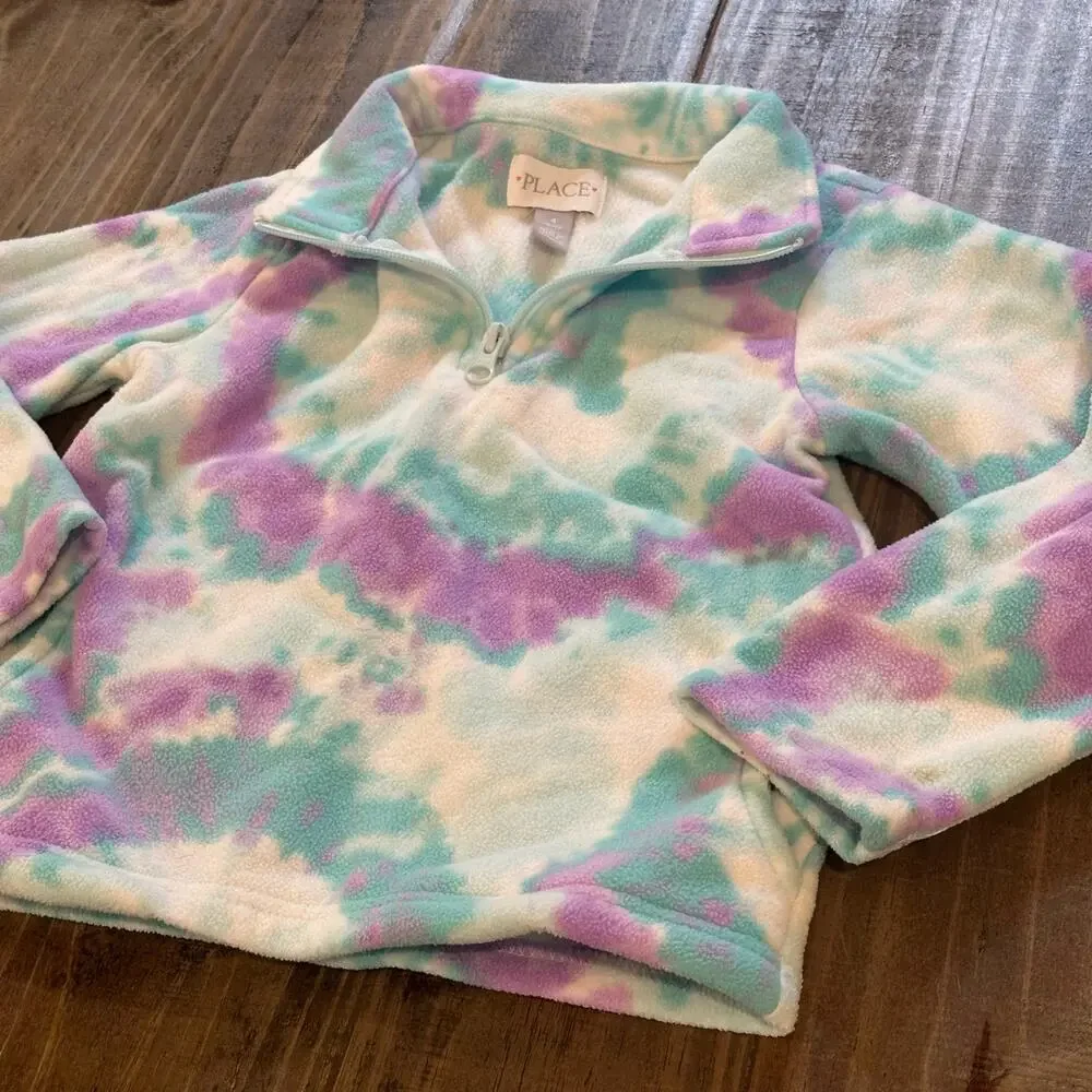 Children's Place Long Sleeve Tie Dye Microfleece Quarter Zip Pull over sz 4T